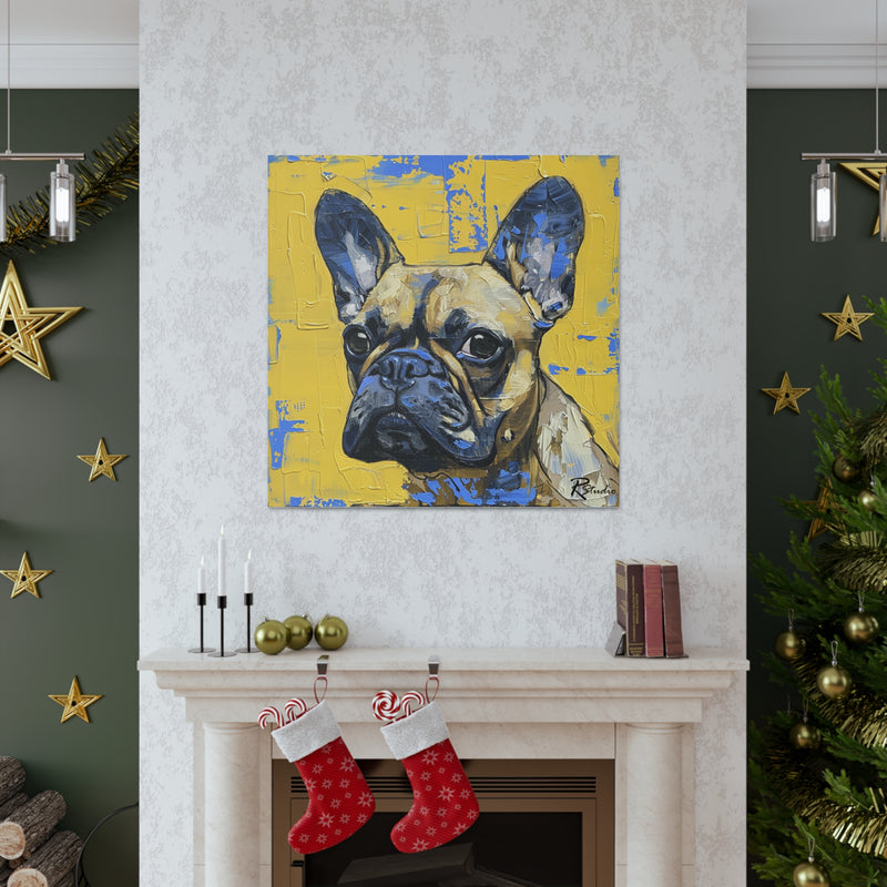 Colorful Art Nouveau French Bulldog Canvas Print - Multicolored Home Decor