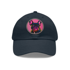 French Bulldog Design Dad Hat - Fine Art Inspired Vegan Leather Patch