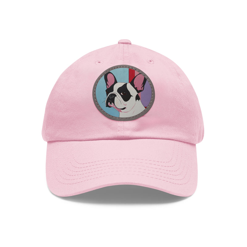 French Bulldog Design Dad Hat - Fine Art Inspired Vegan Leather Patch