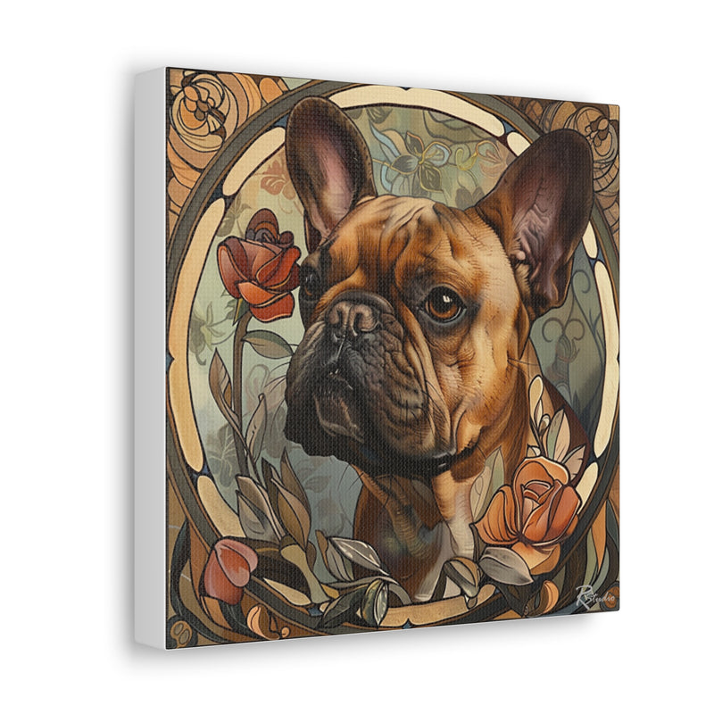 Colorful Art Nouveau French Bulldog Canvas Print - Multicolored Home Decor