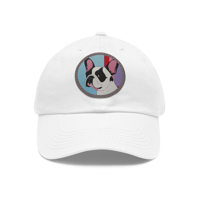 French Bulldog Design Dad Hat - Fine Art Inspired Vegan Leather Patch