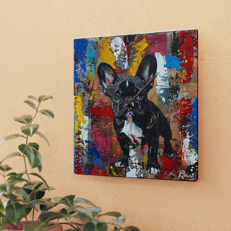 French Bulldog Acrylic Wall Clock - Fine Art Inspired Design