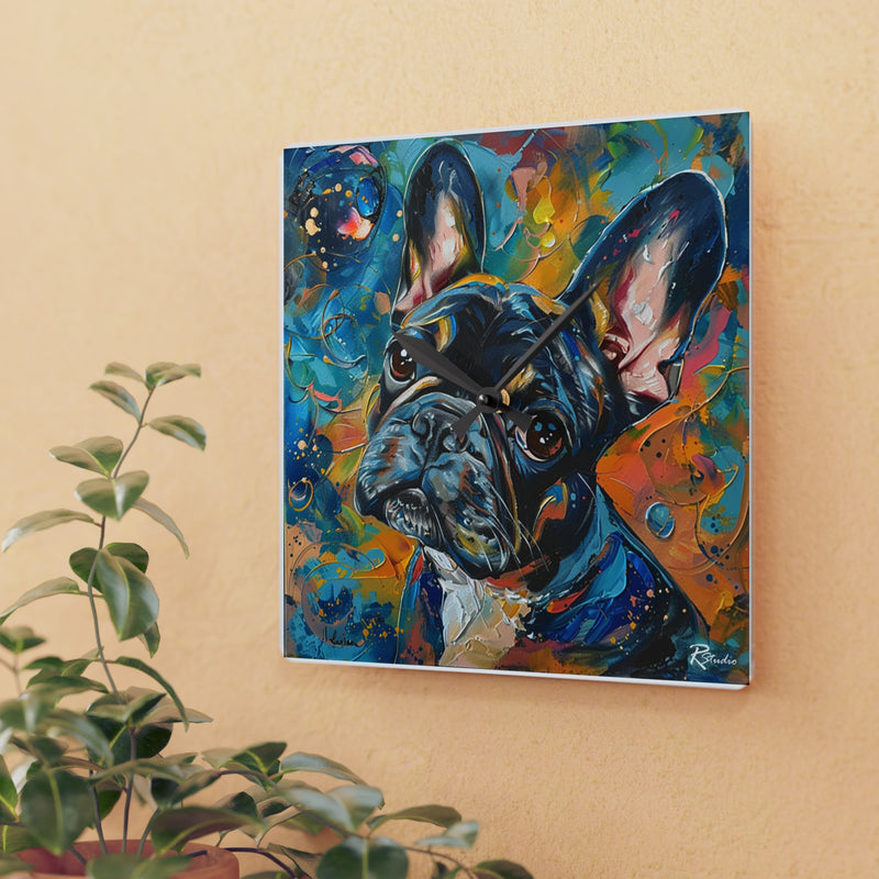 French Bulldog Acrylic Wall Clock - Fine Art Inspired Design