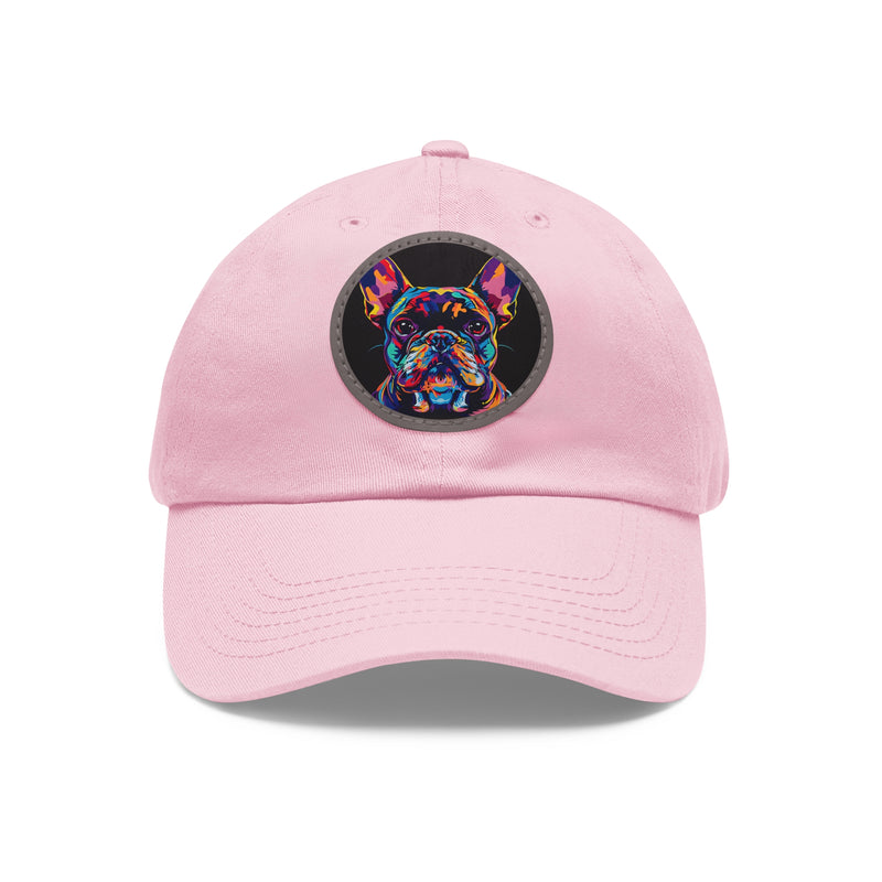 French Bulldog Design Dad Hat - Fine Art Inspired Vegan Leather Patch