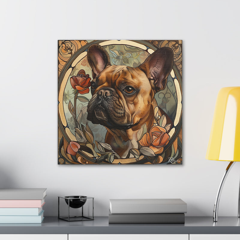 Colorful Art Nouveau French Bulldog Canvas Print - Multicolored Home Decor