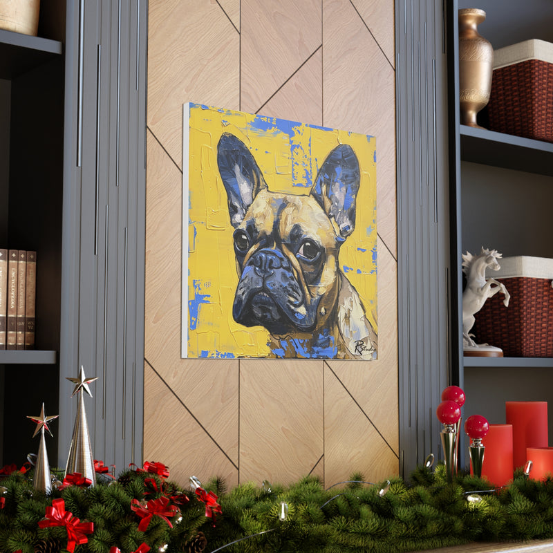 Colorful Art Nouveau French Bulldog Canvas Print - Multicolored Home Decor