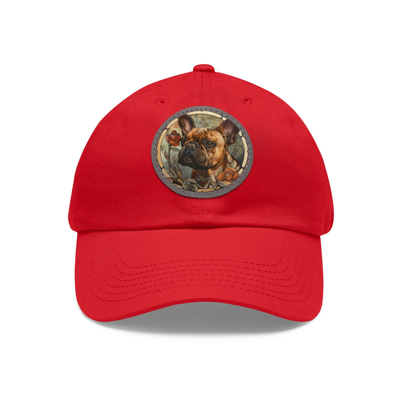 French Bulldog Design Dad Hat - Fine Art Inspired Vegan Leather Patch