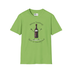 Naughty Nibbles Funny Adult Humor Cartoon Wine Bottle Unisex Soft-Style T-Shirt