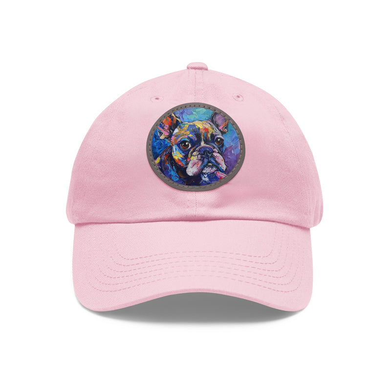 French Bulldog Design Dad Hat - Fine Art Inspired Vegan Leather Patch