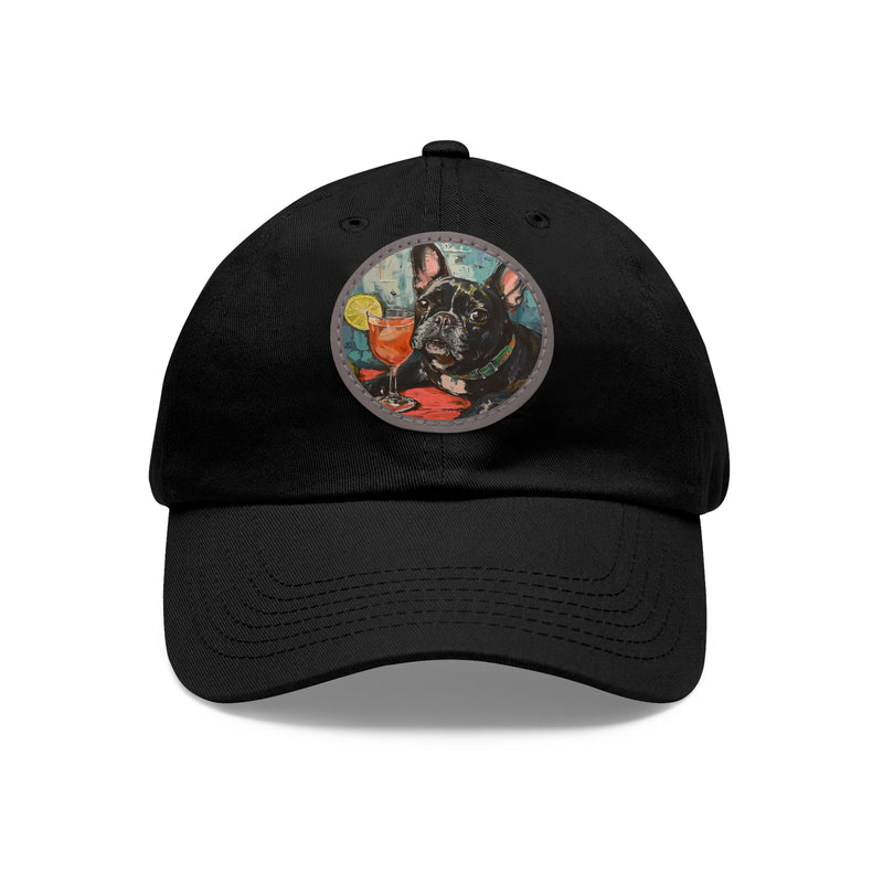 French Bulldog Design Dad Hat - Fine Art Inspired Vegan Leather Patch