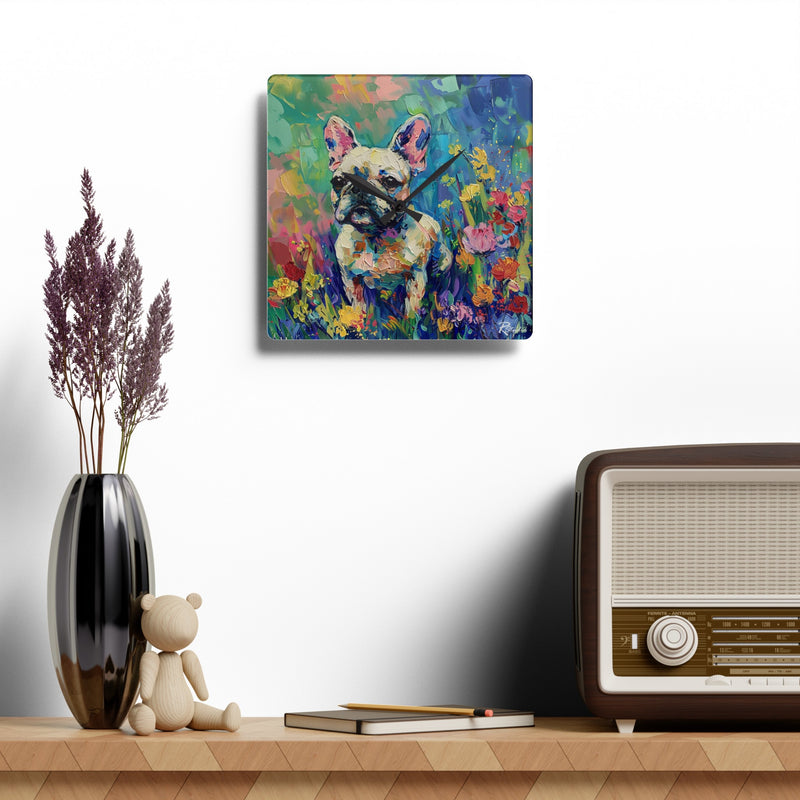 French Bulldog Acrylic Wall Clock - Fine Art Inspired Design