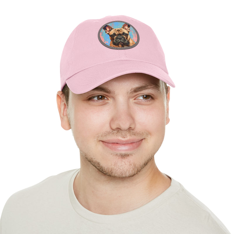 French Bulldog Design Dad Hat - Fine Art Inspired Vegan Leather Patch