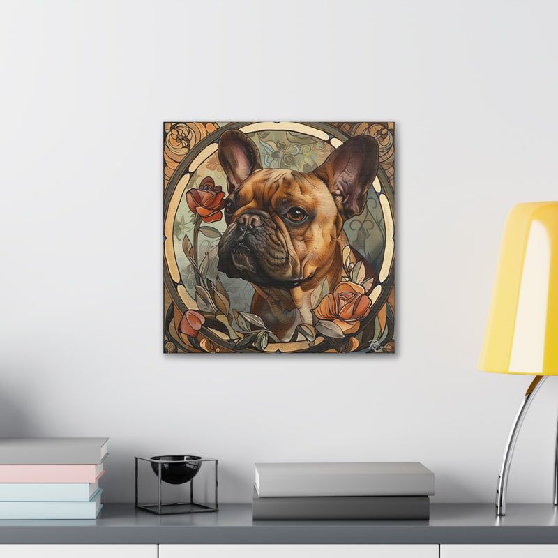 Colorful Art Nouveau French Bulldog Canvas Print - Multicolored Home Decor