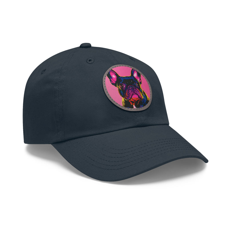 French Bulldog Design Dad Hat - Fine Art Inspired Vegan Leather Patch