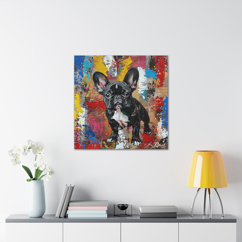 Colorful Modern Art French Bulldog Canvas Print - Multicolored Home Decor