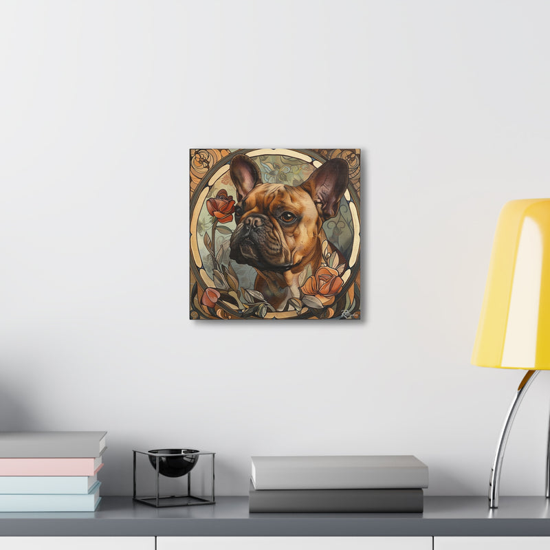 Colorful Art Nouveau French Bulldog Canvas Print - Multicolored Home Decor