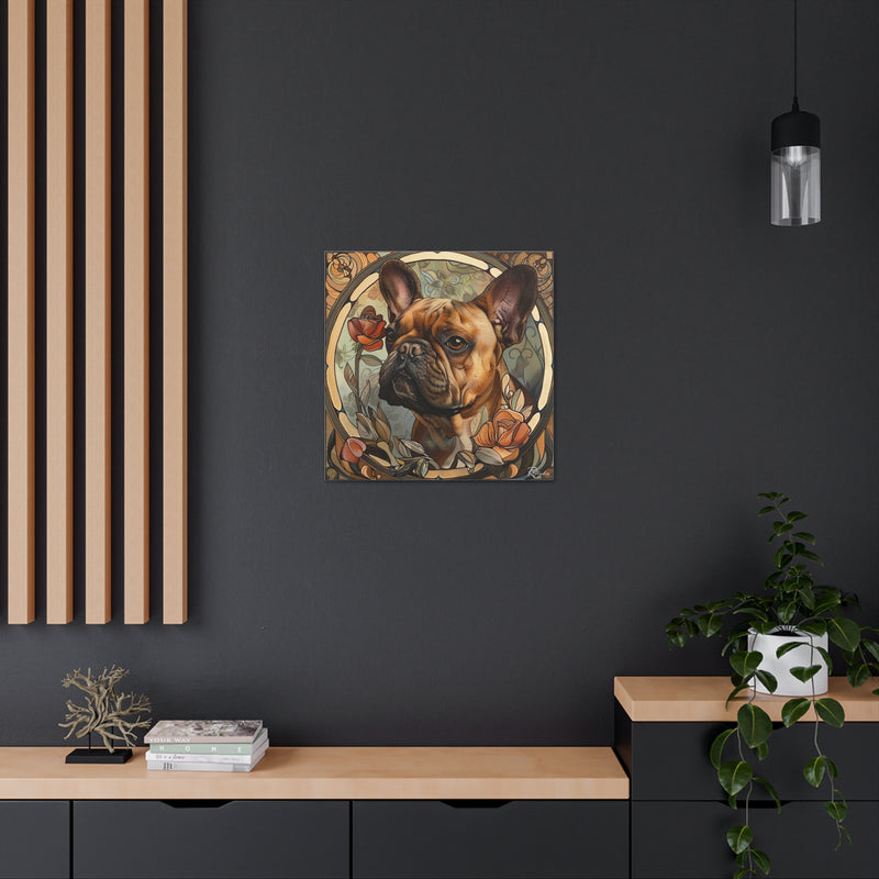 Colorful Art Nouveau French Bulldog Canvas Print - Multicolored Home Decor