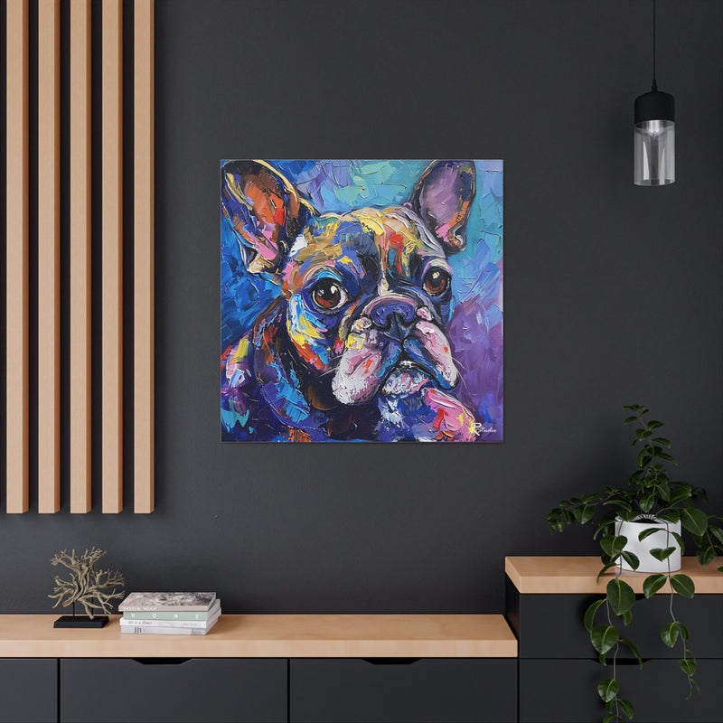 Colorful Fine Art French Bulldog Canvas Print - Multicolored Home Decor