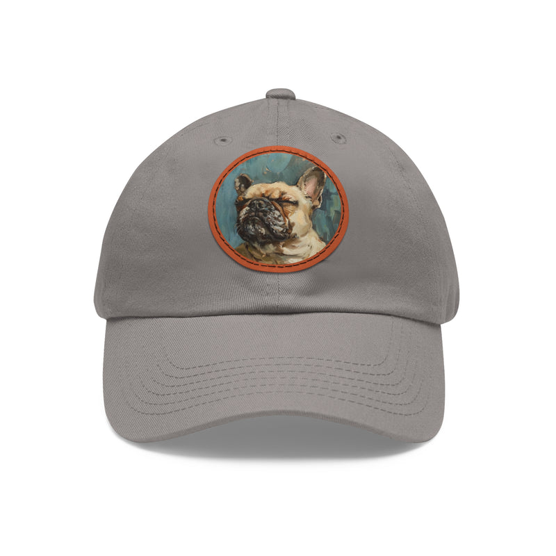 French Bulldog Design Dad Hat - Fine Art Inspired Vegan Leather Patch