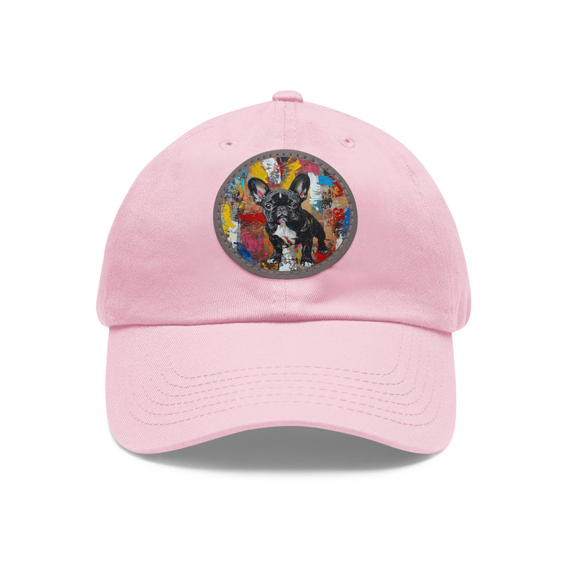 French Bulldog Design Dad Hat - Fine Art Inspired Vegan Leather Patch