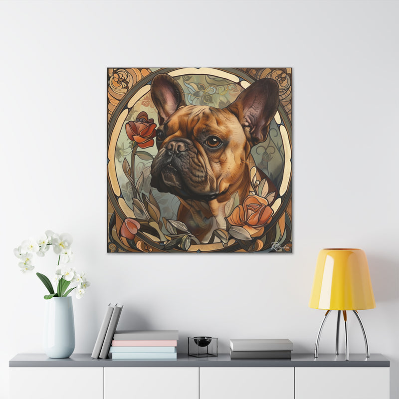 Colorful Art Nouveau French Bulldog Canvas Print - Multicolored Home Decor