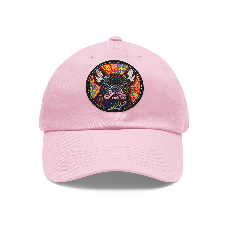 French Bulldog Design Dad Hat - Fine Art Inspired Vegan Leather Patch