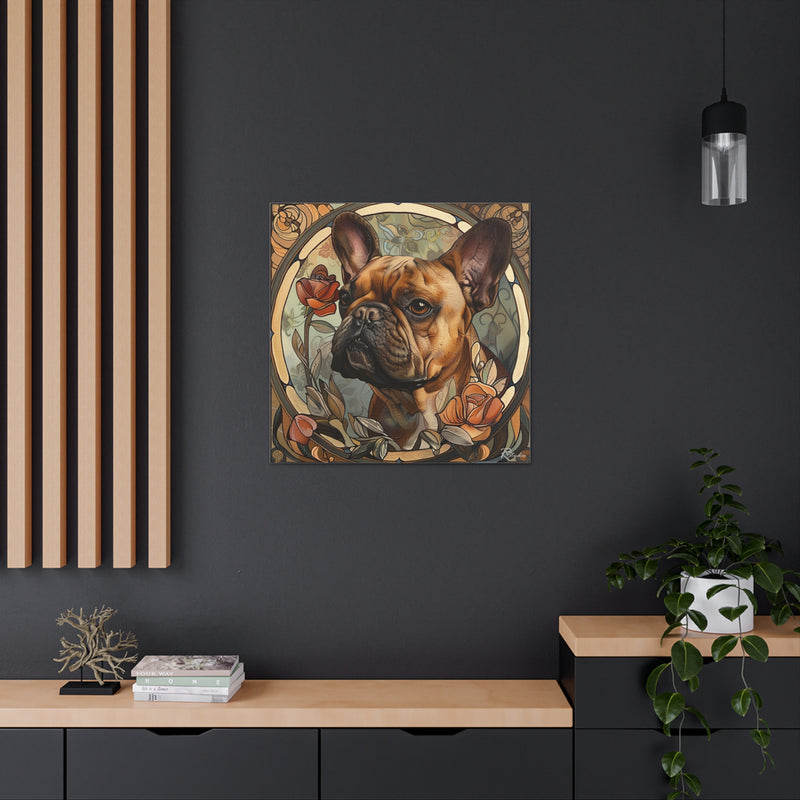 Colorful Art Nouveau French Bulldog Canvas Print - Multicolored Home Decor