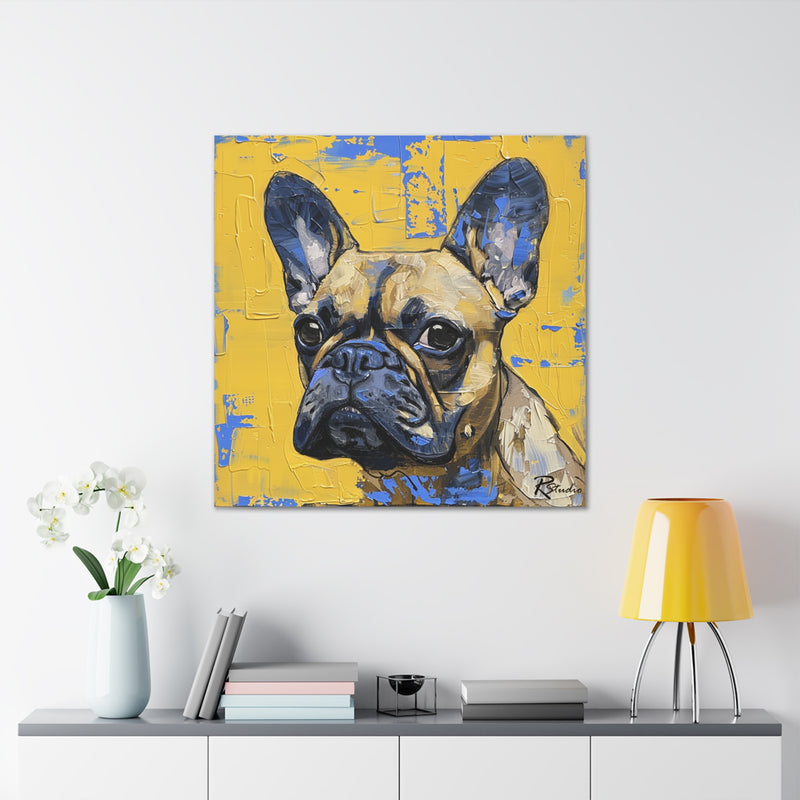 Colorful Art Nouveau French Bulldog Canvas Print - Multicolored Home Decor