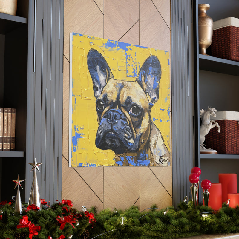 Colorful Art Nouveau French Bulldog Canvas Print - Multicolored Home Decor