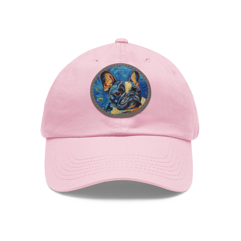 French Bulldog Design Dad Hat - Fine Art Inspired Vegan Leather Patch