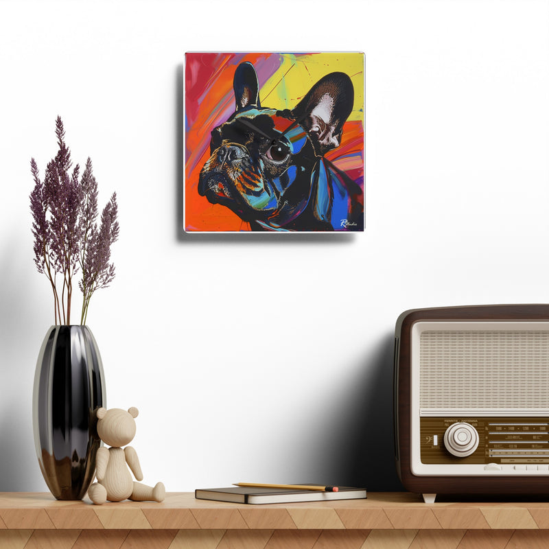 French Bulldog Acrylic Wall Clock - Fine Art Inspired Design