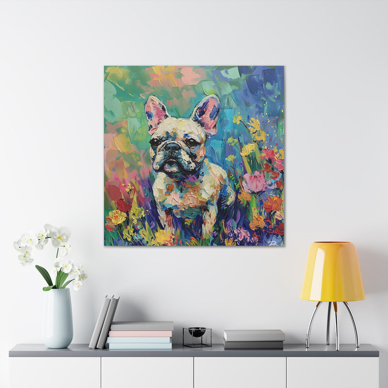 Colorful Fine Art French Bulldog Canvas Print - Multicolored Home Decor