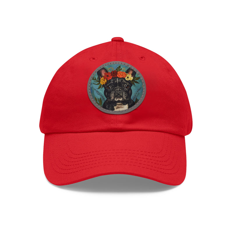 French Bulldog Design Dad Hat - Fine Art Inspired Vegan Leather Patch