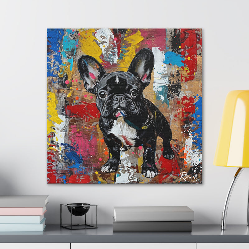 Colorful Modern Art French Bulldog Canvas Print - Multicolored Home Decor