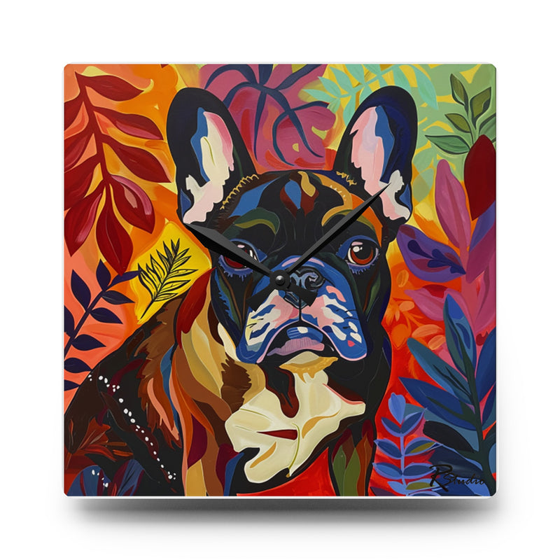 French Bulldog Acrylic Wall Clock - Fine Art Inspired Design