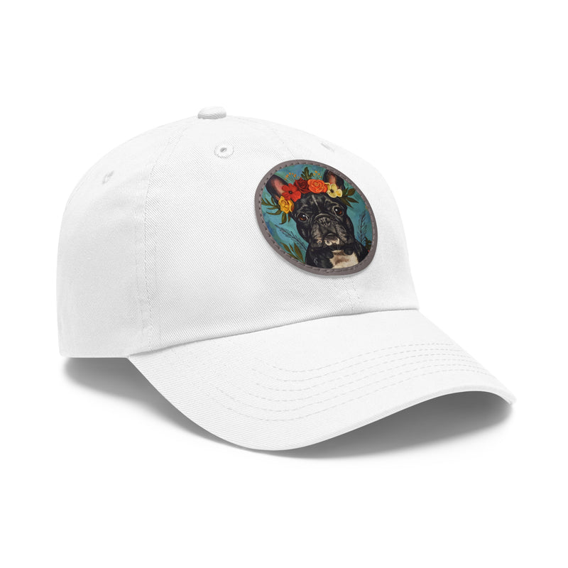 French Bulldog Design Dad Hat - Fine Art Inspired Vegan Leather Patch