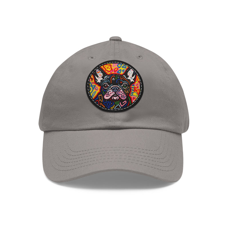 French Bulldog Design Dad Hat - Fine Art Inspired Vegan Leather Patch