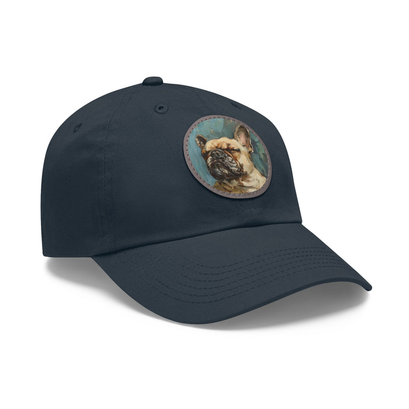 French Bulldog Design Dad Hat - Fine Art Inspired Vegan Leather Patch