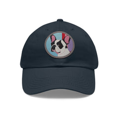 French Bulldog Design Dad Hat - Fine Art Inspired Vegan Leather Patch