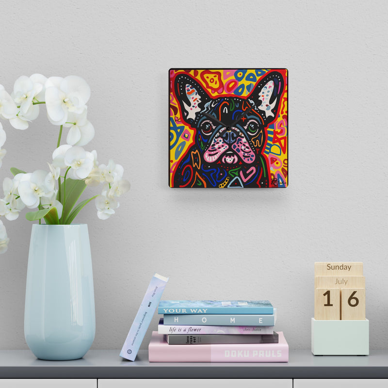 French Bulldog Acrylic Wall Clock - Fine Art Inspired Design