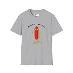 Naughty Nibbles Funny Adult Humor Cartoon Hot Dog Unisex Soft-Style T-Shirt