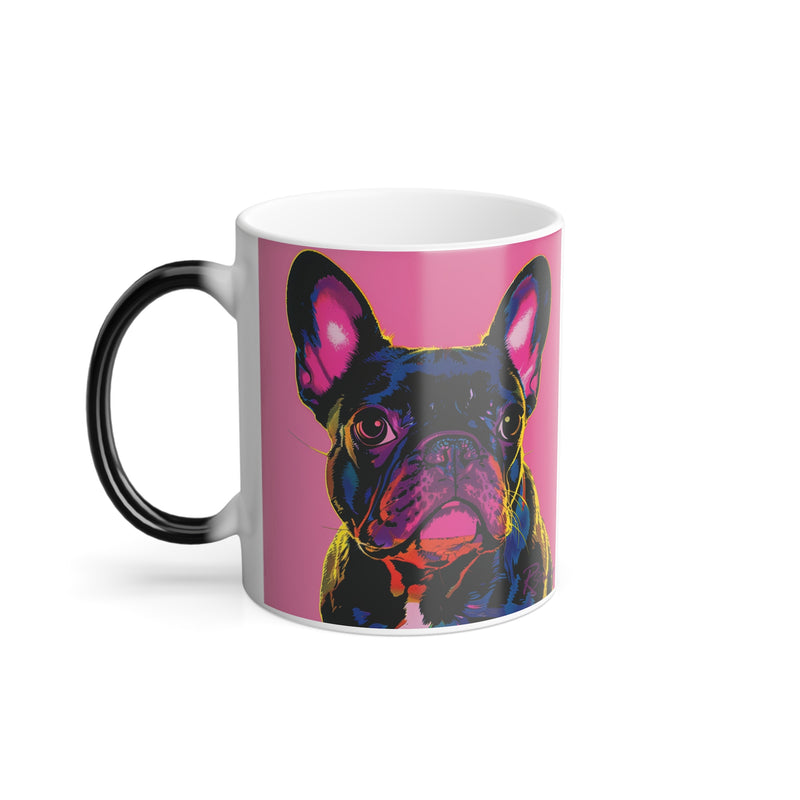 11oz Color Morphing Mug - Fine Art Multi-Colored French Bulldog Design