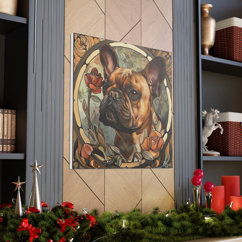 Colorful Art Nouveau French Bulldog Canvas Print - Multicolored Home Decor