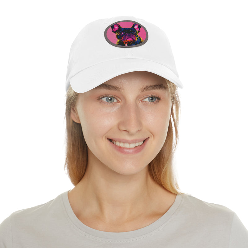 French Bulldog Design Dad Hat - Fine Art Inspired Vegan Leather Patch