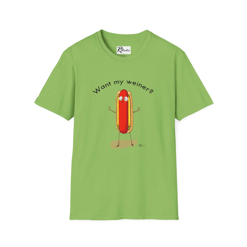 Naughty Nibbles Funny Adult Humor Cartoon Hot Dog Unisex Soft-Style T-Shirt