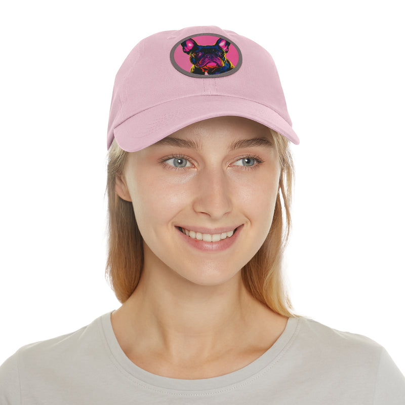 French Bulldog Design Dad Hat - Fine Art Inspired Vegan Leather Patch