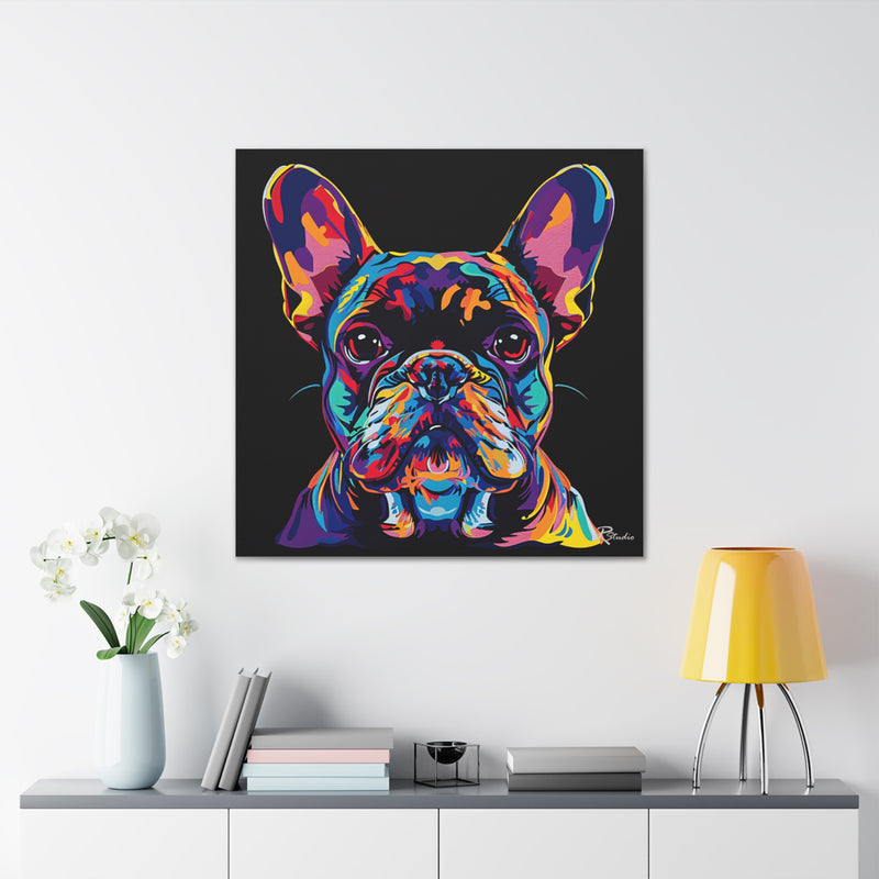 Colorful Pop Art French Bulldog Canvas Print - Multicolored Home Decor