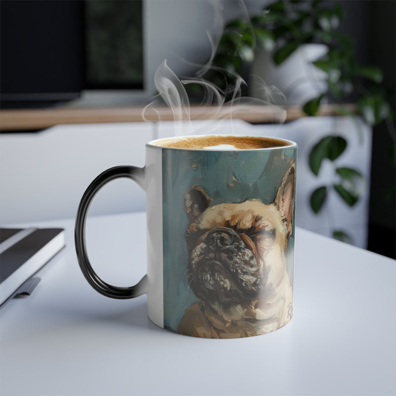 11oz Color Morphing Mug - Fine Art Multi-Colored French Bulldog Design