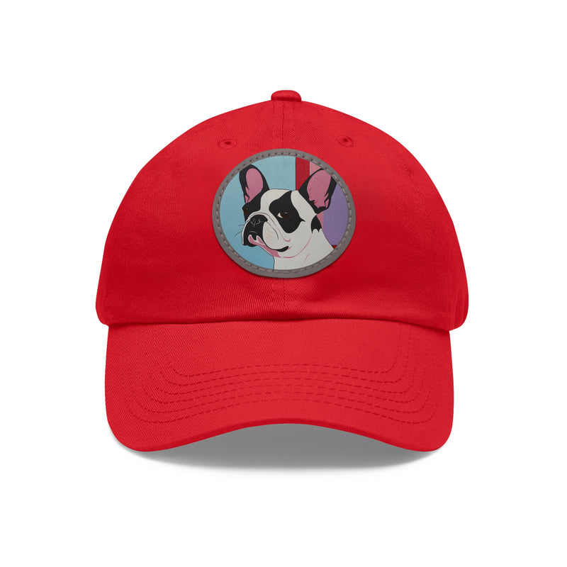 French Bulldog Design Dad Hat - Fine Art Inspired Vegan Leather Patch