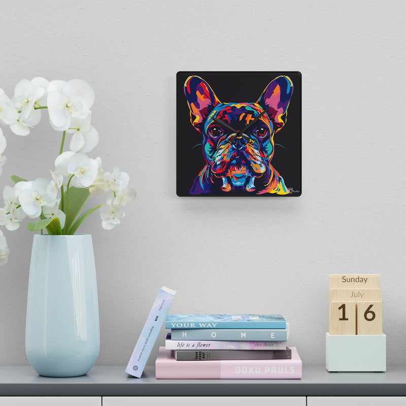 French Bulldog Acrylic Wall Clock - Fine Art Inspired Design